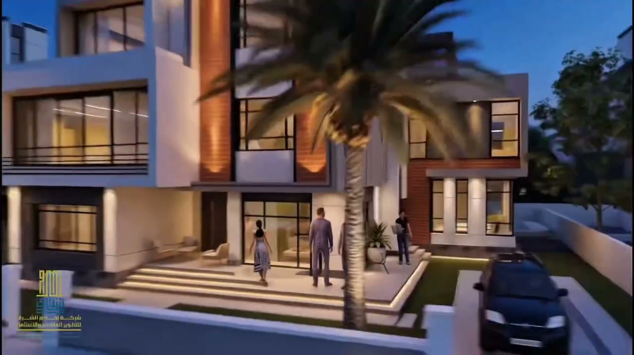 عائلة تصل إلى منزلها الجديد عند الغسق
